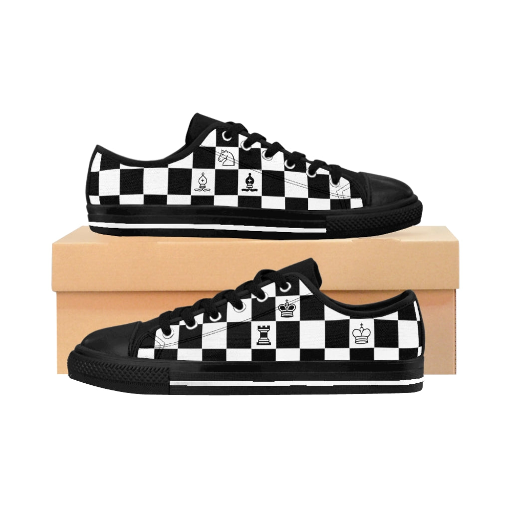 checker sneakers with chess pieces